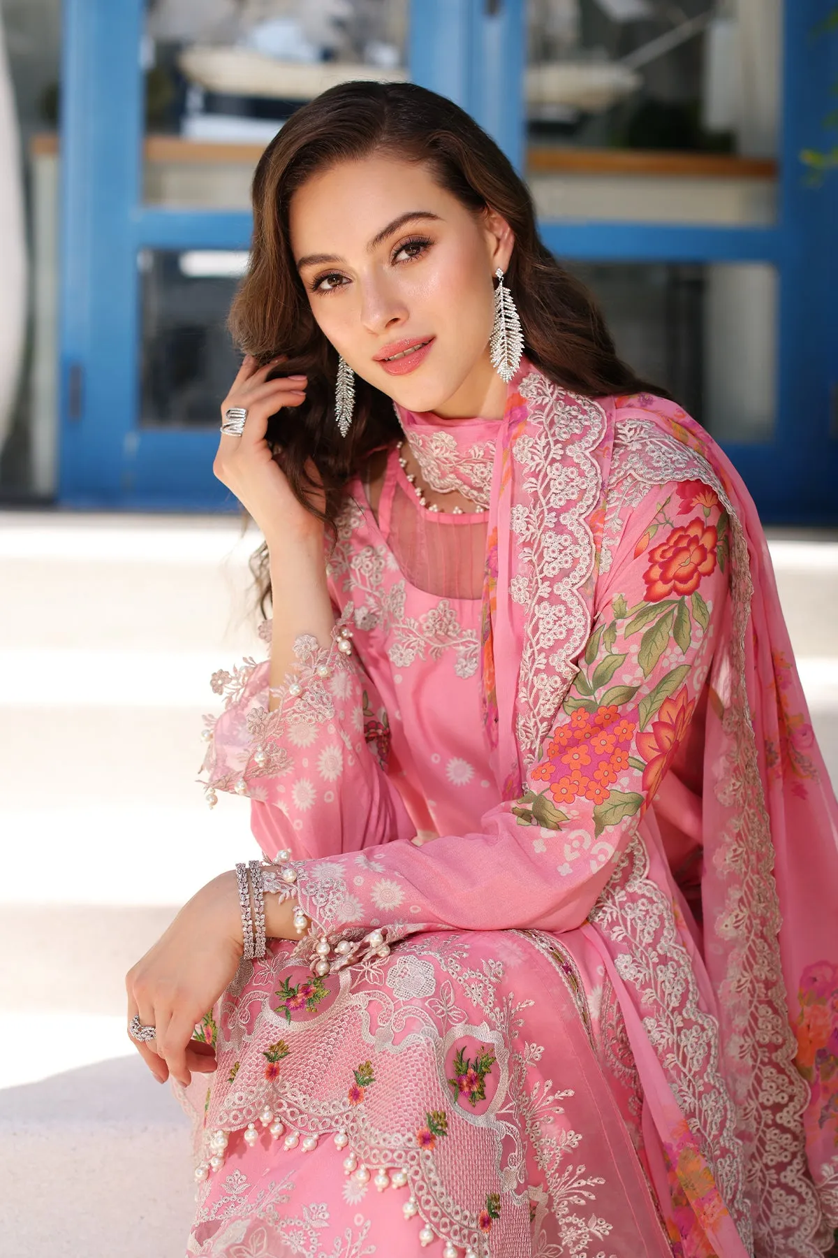 3-PC UNSTITCHED EMBROIDERED LAWN SHIRT WITH EMBROIDERED CHIFFON DUPATTA  CN4-12