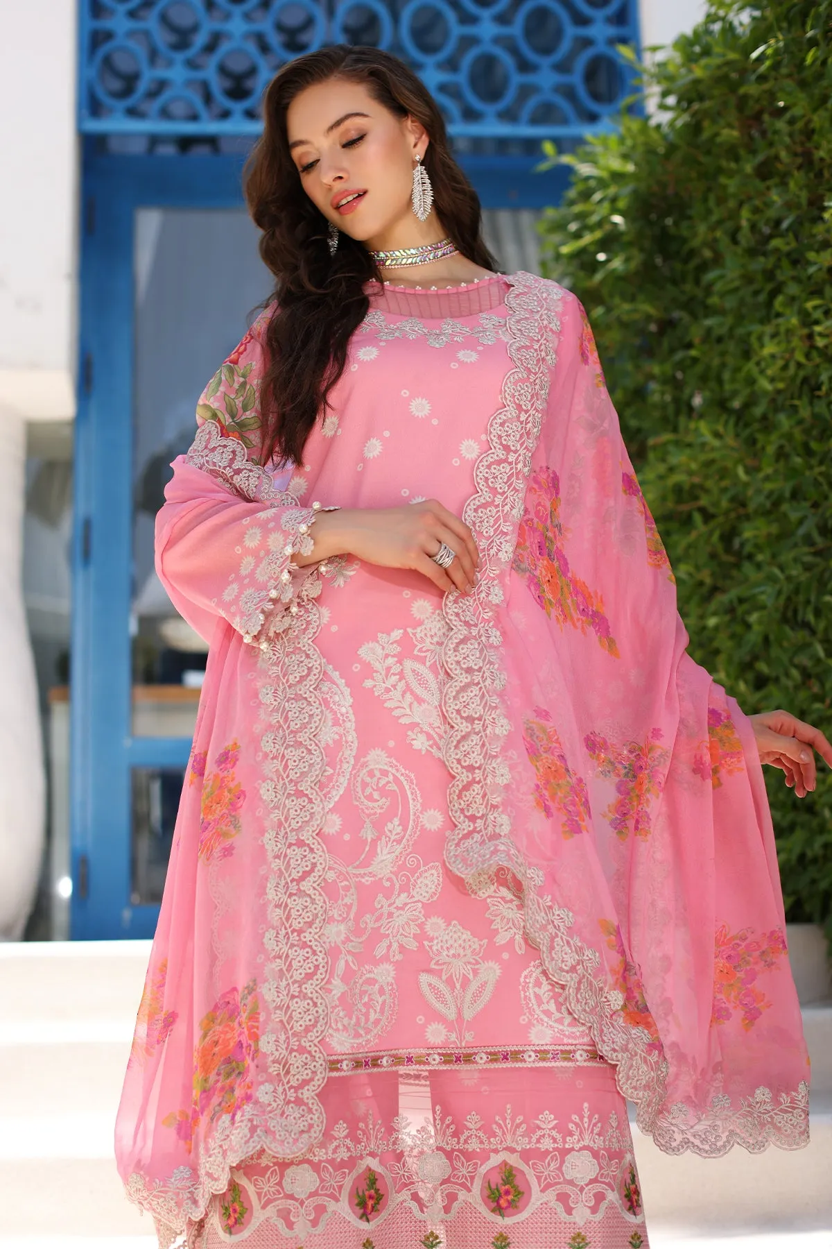 3-PC UNSTITCHED EMBROIDERED LAWN SHIRT WITH EMBROIDERED CHIFFON DUPATTA  CN4-12