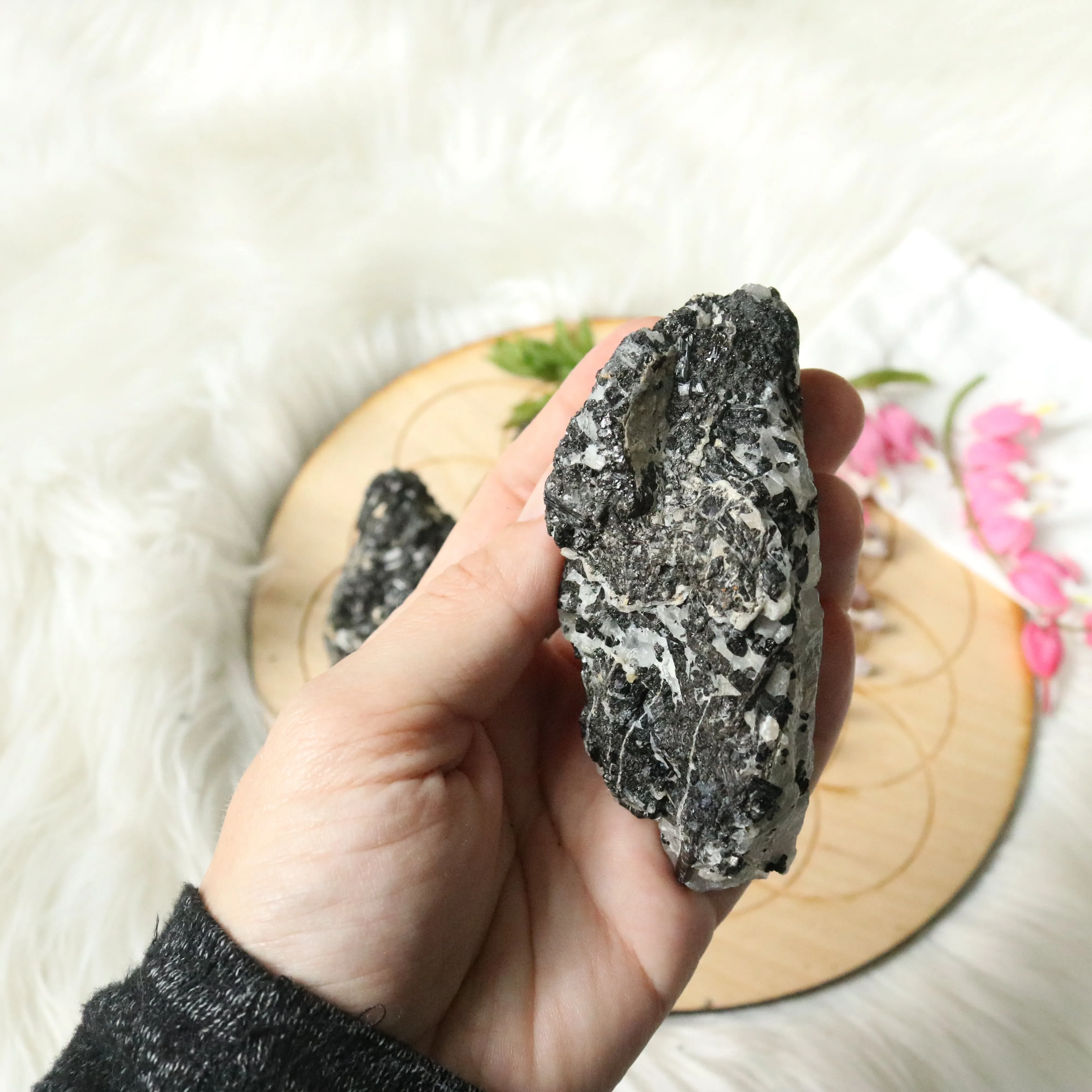 3 Piece Set ~ Tourmalated Quartz Rough~ Raw Tourmaline in Quartz Matrix