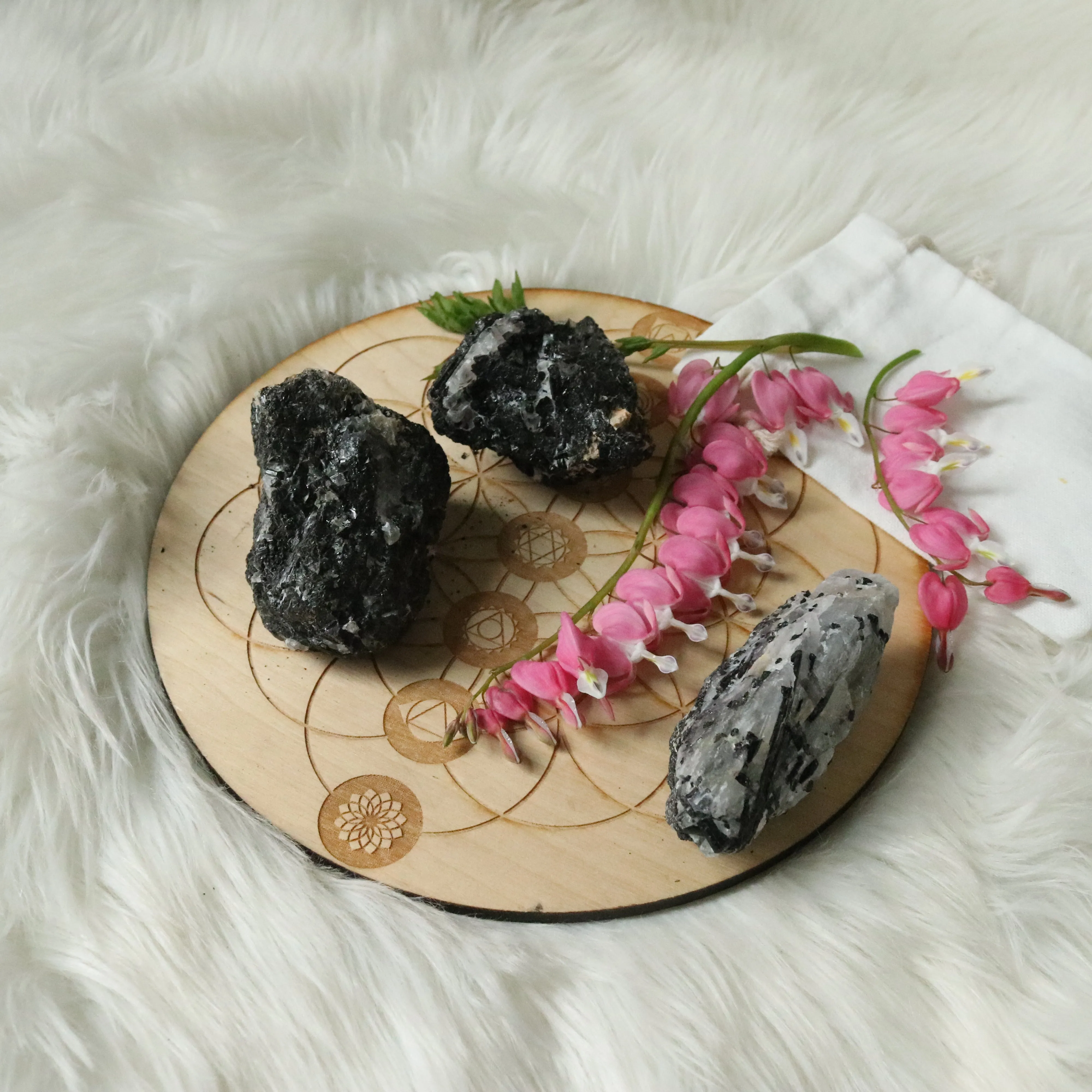 3 Piece Set ~ Tourmalated Quartz Rough~ Raw Tourmaline in Quartz Matrix