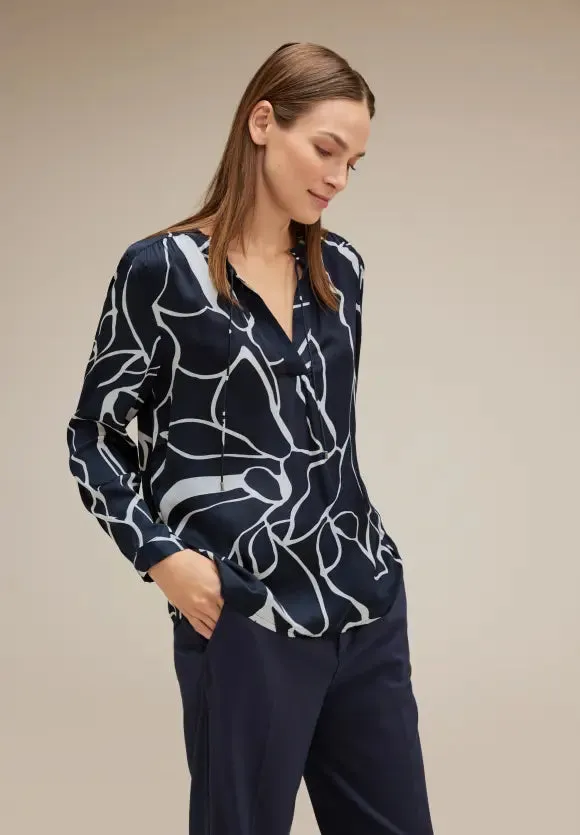 344279- Navy Satin Blouse - Street One