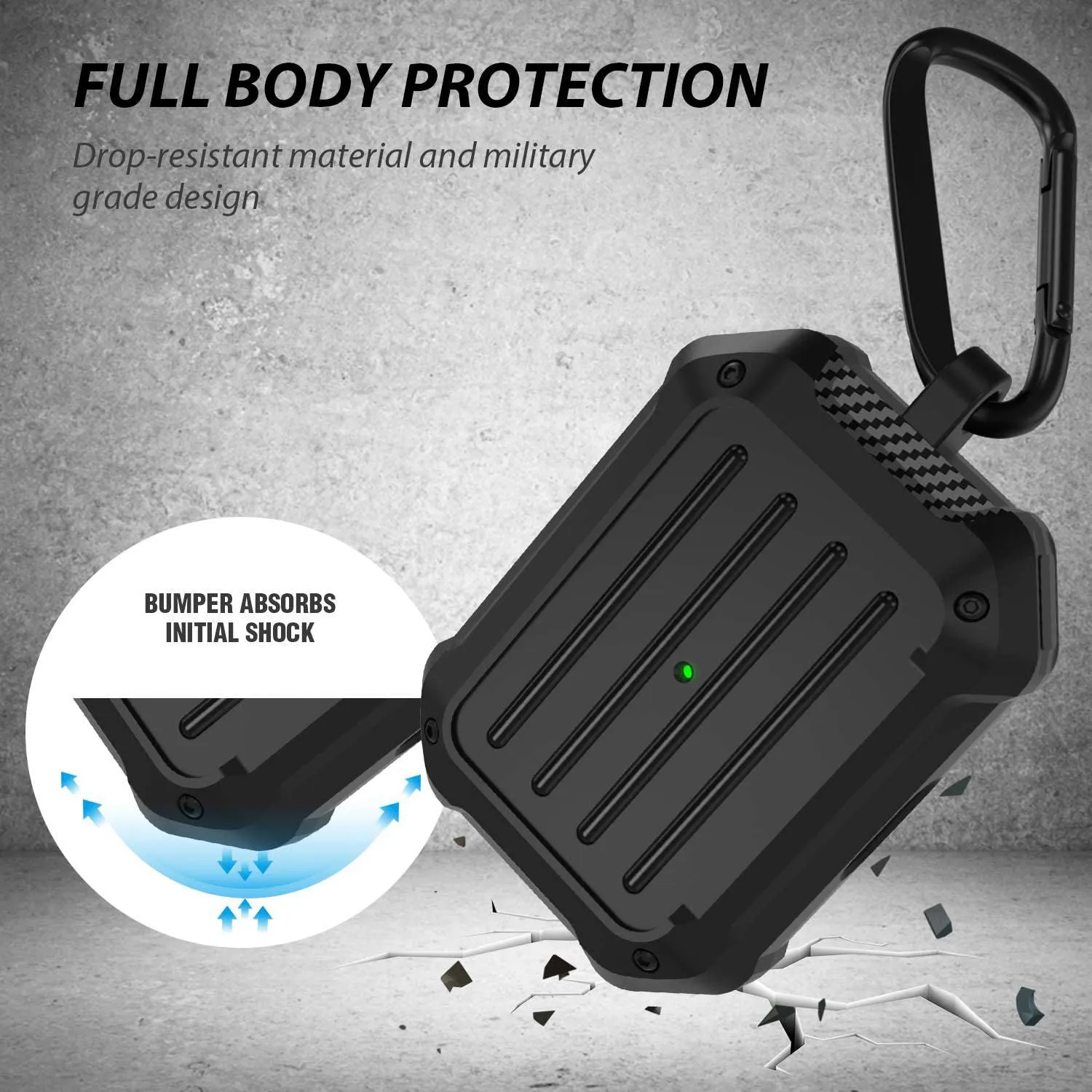 AirPods Pro Rugged Shockproof Case with Keychain