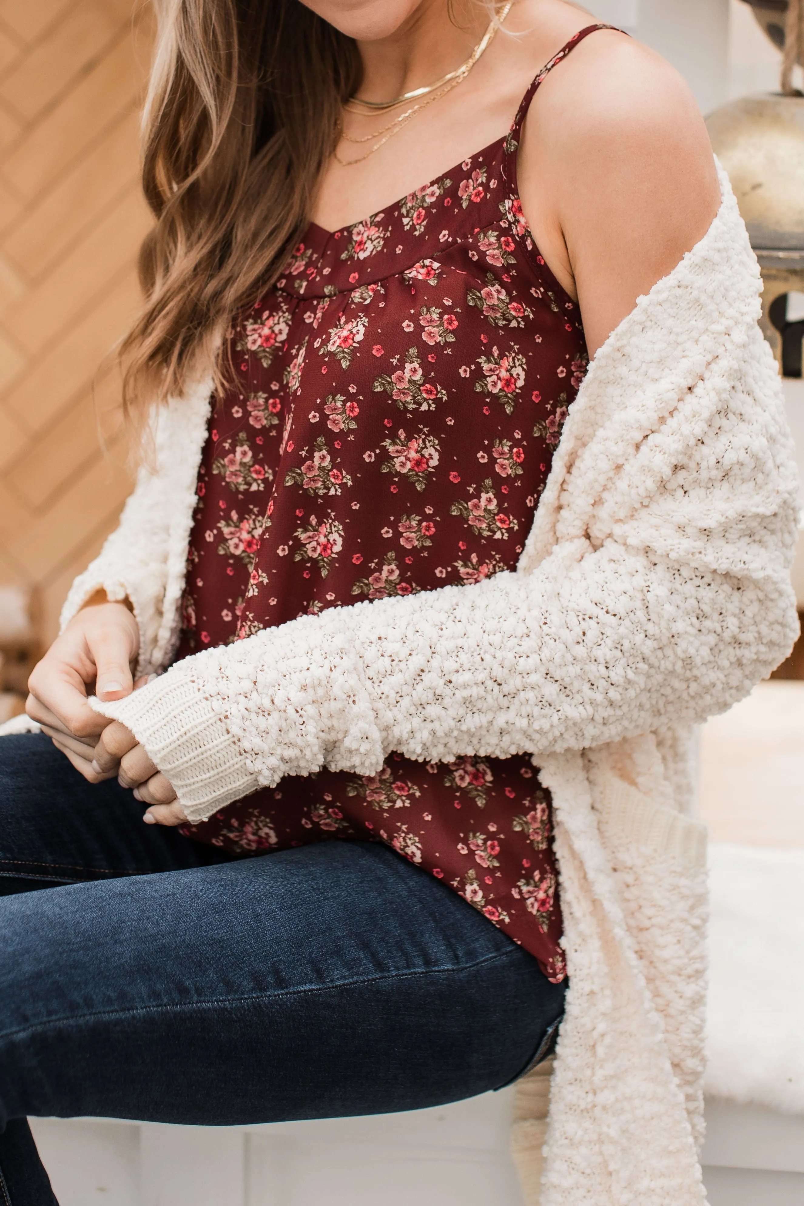 All I Could Want Floral Tank Top- Maroon