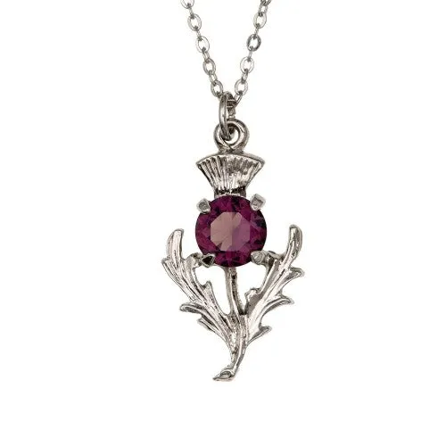 Amethyst Thistle Pendant Necklace