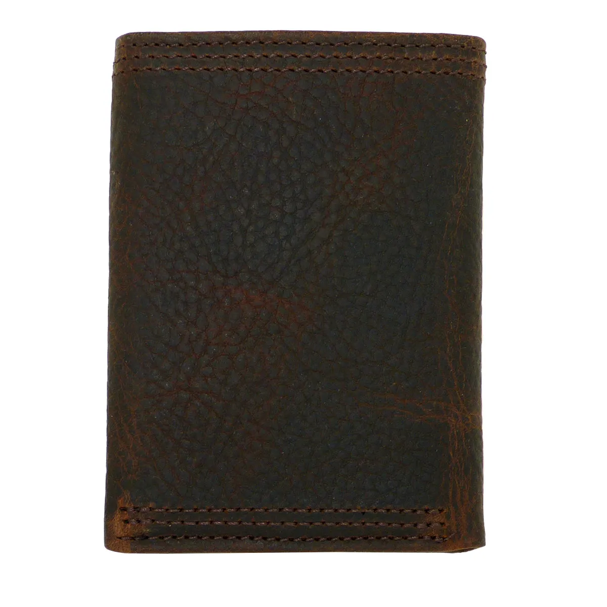 Ariat Western Mens Leather Shield Dark Brown Rowdy Tri-Fold Wallet