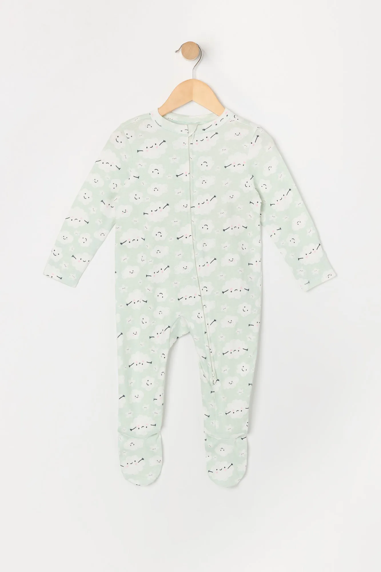 Baby Cloud Print Footed One Piece Pajama (2 Pack)