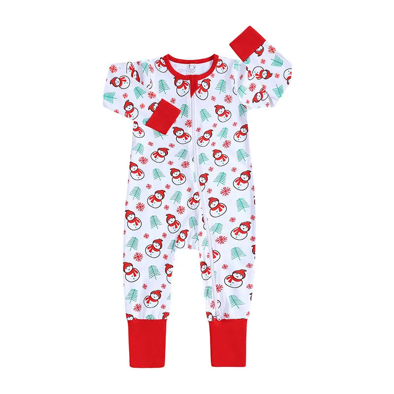 Baby Kid Girls Boys Color-blocking Cartoon Print Christmas Jumpsuits Wholesale 23101510