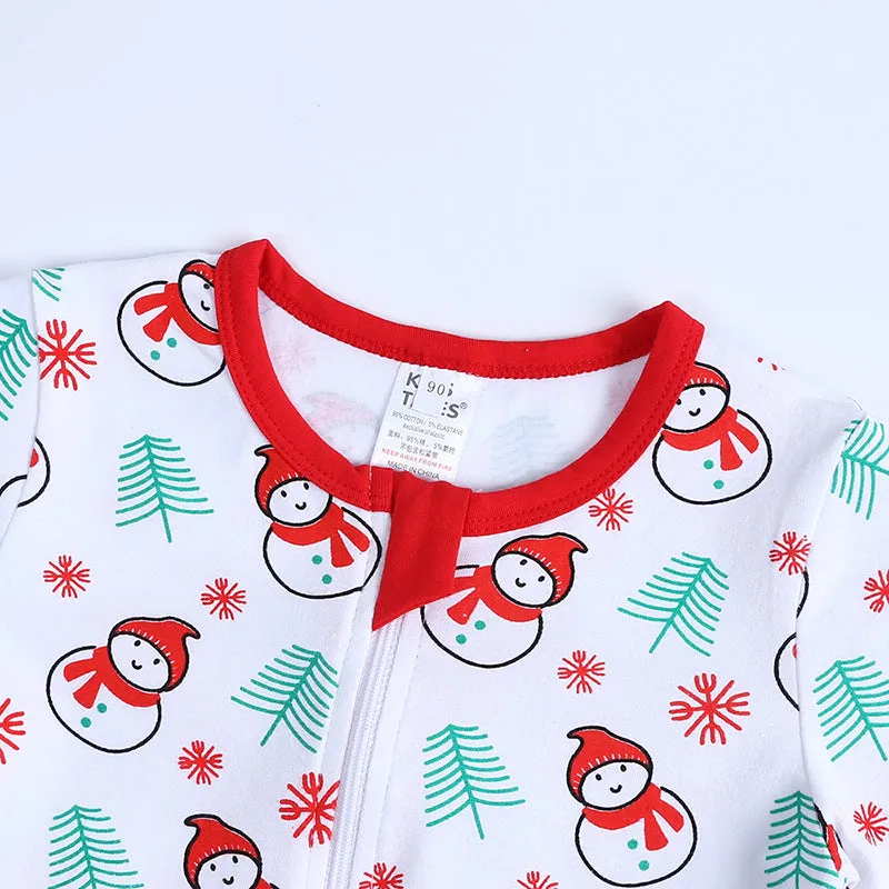 Baby Kid Girls Boys Color-blocking Cartoon Print Christmas Jumpsuits Wholesale 23101510