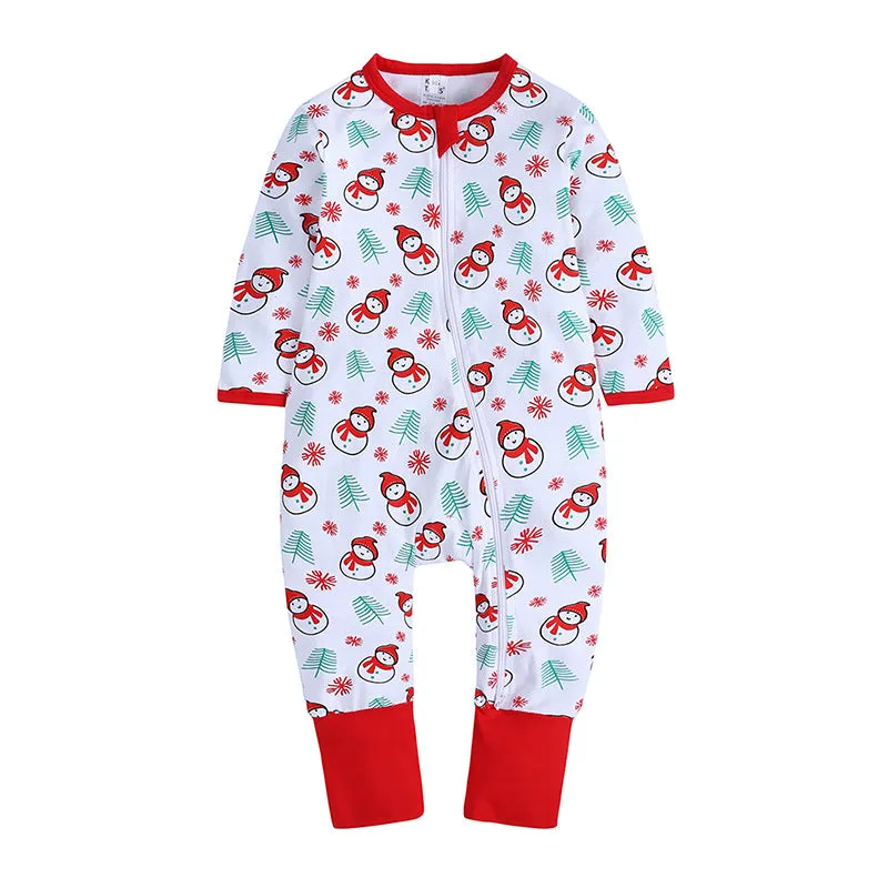 Baby Kid Girls Boys Color-blocking Cartoon Print Christmas Jumpsuits Wholesale 23101510