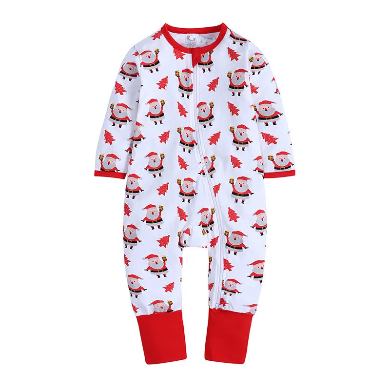 Baby Kid Girls Boys Color-blocking Cartoon Print Christmas Jumpsuits Wholesale 23101510