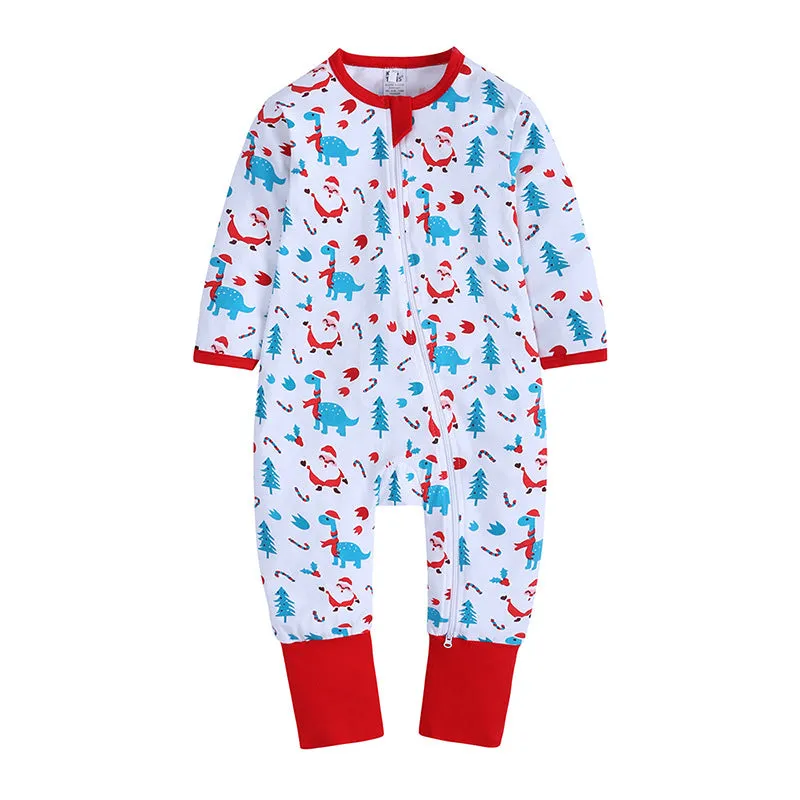 Baby Kid Girls Boys Color-blocking Cartoon Print Christmas Jumpsuits Wholesale 23101510