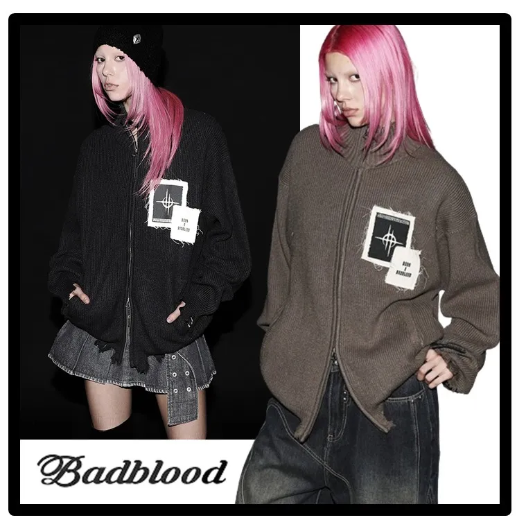 BADBLOOD  |Casual Style Street Style Logo Cardigans