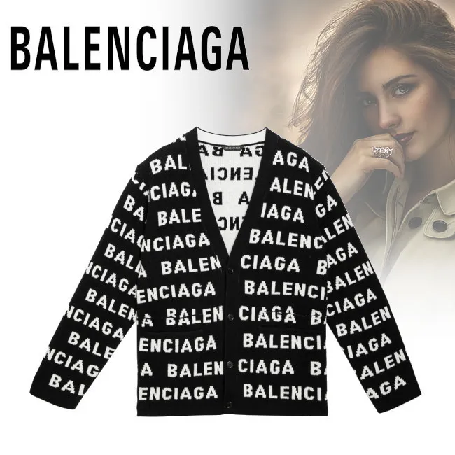 BALENCIAGA  |Casual Style Street Style Logo Cardigans