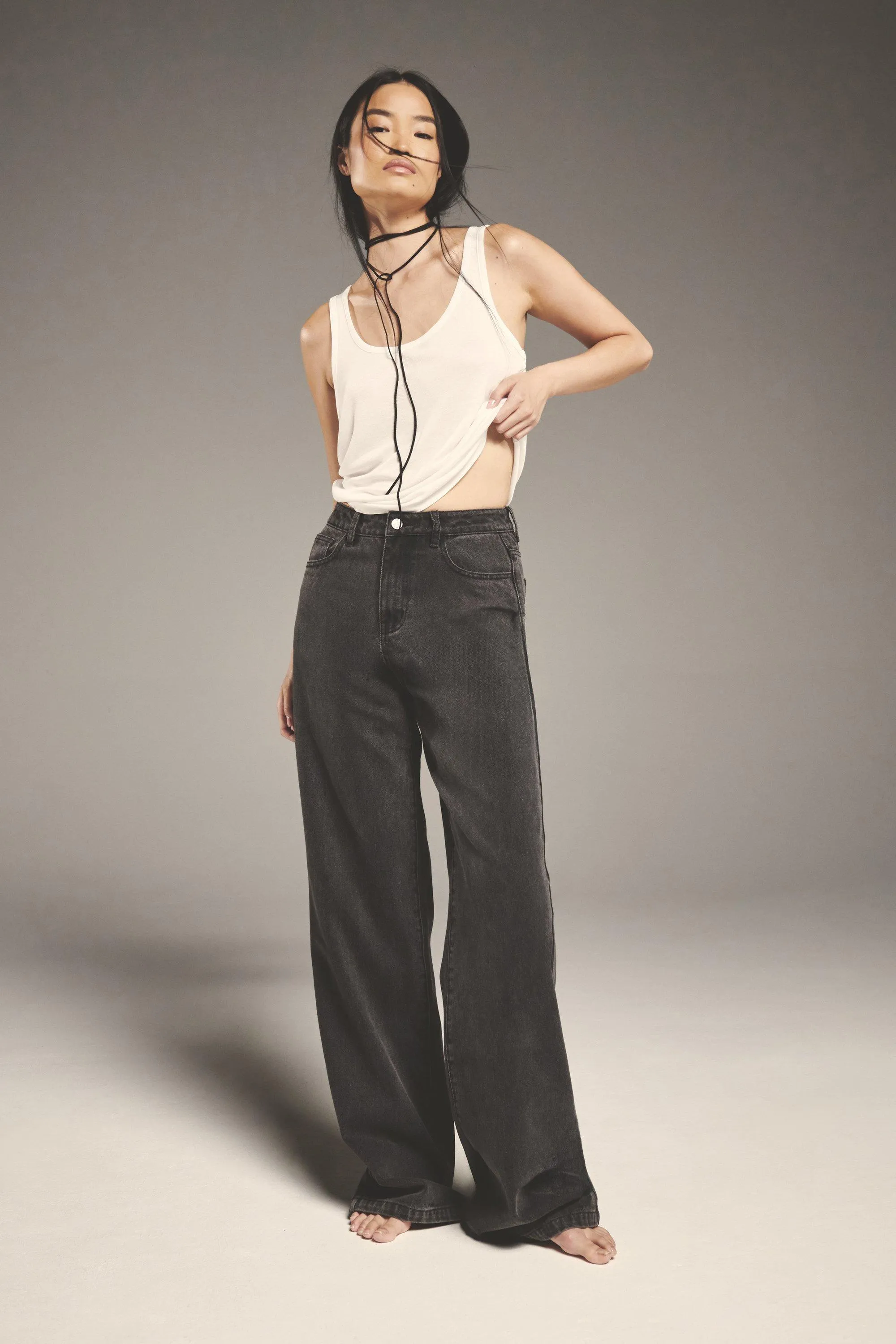 Basics High Waisted Wide Leg Jeans