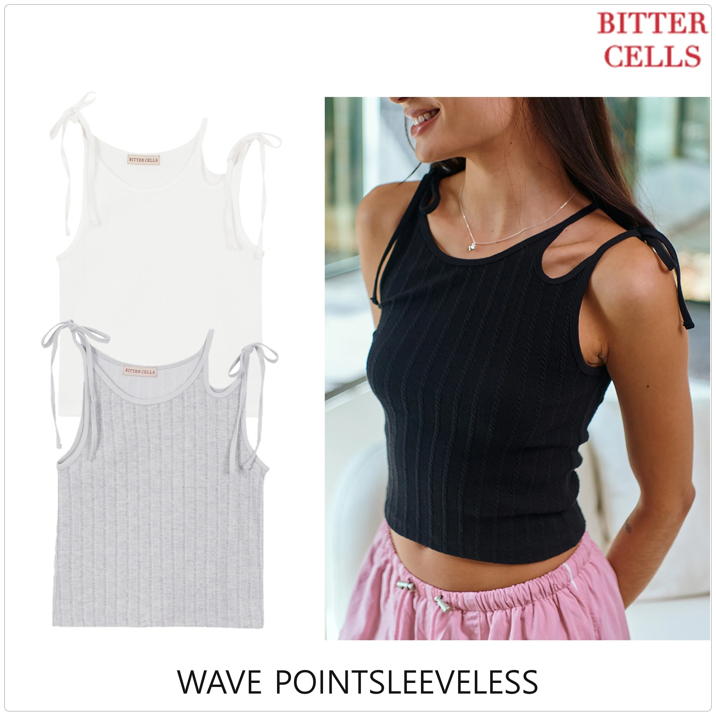 BITTER CELLS  |Sleeveless Street Style Plain Logo Tanks & Camisoles