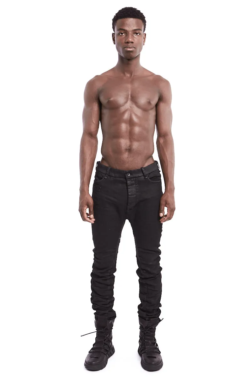 BLACK SLIM CURVED JEANS