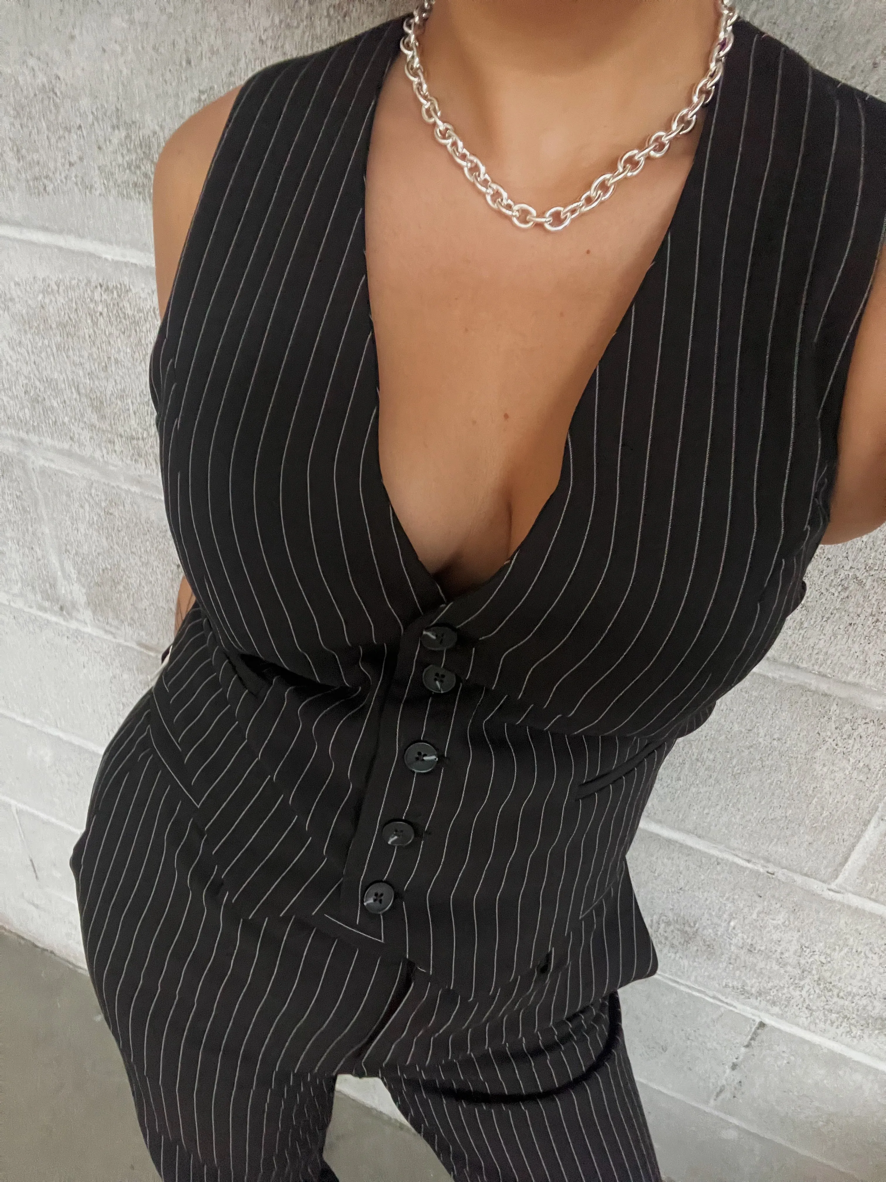 BLACK TAPE Button Front Pinstripe Vest