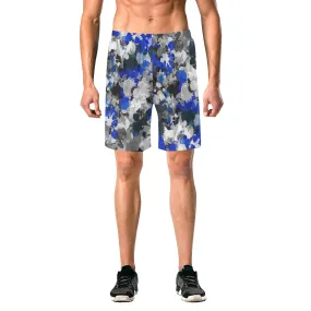 Blue and Grey Paint Splatter Graffiti Casual Shorts