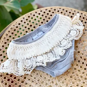 Boho Macrame Trim Diaper Cover Baby Bloomers