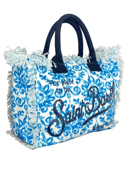 BORSA IN CANVAS CON FANTASIA AZZURRA