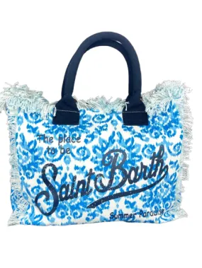 BORSA IN CANVAS CON FANTASIA AZZURRA