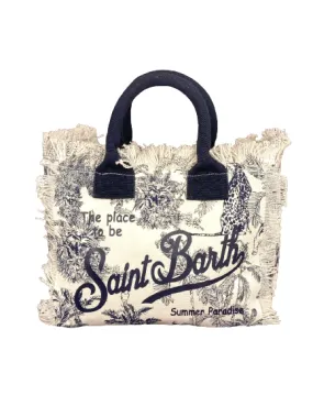 BORSA MINI IN CANVAS FANTASIA TROPICAL NERA