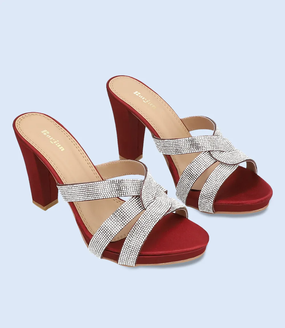 BW8740-MAROON-Women Formal Slipper Heels