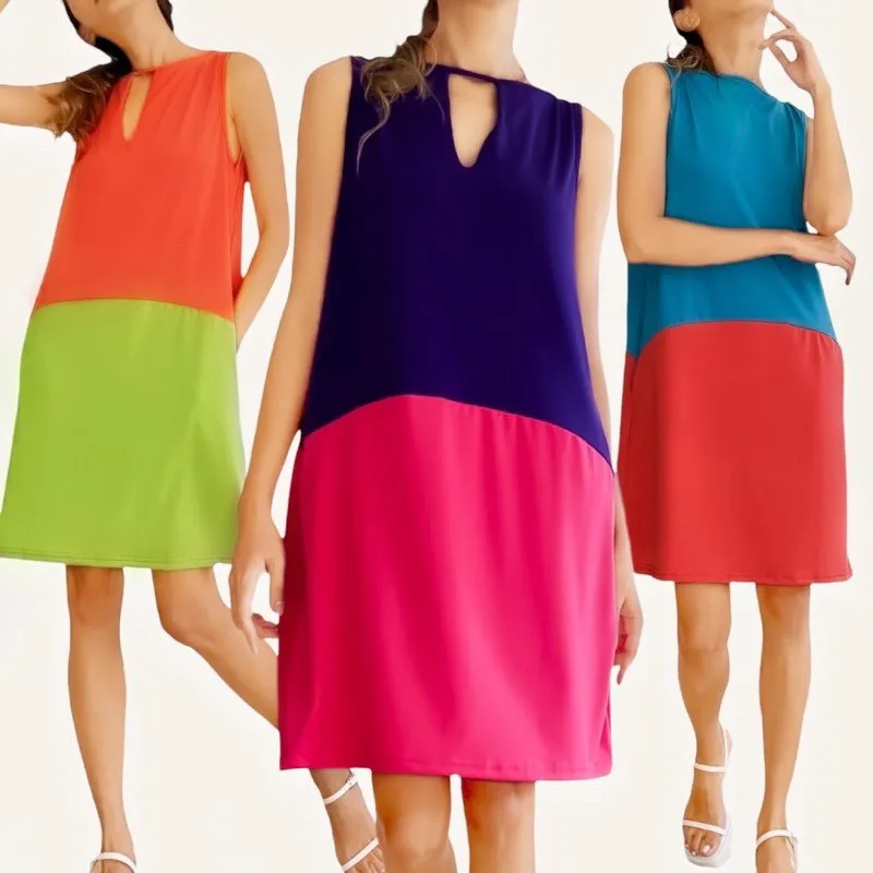 CALLA Color Block Keyhole Shift Dress