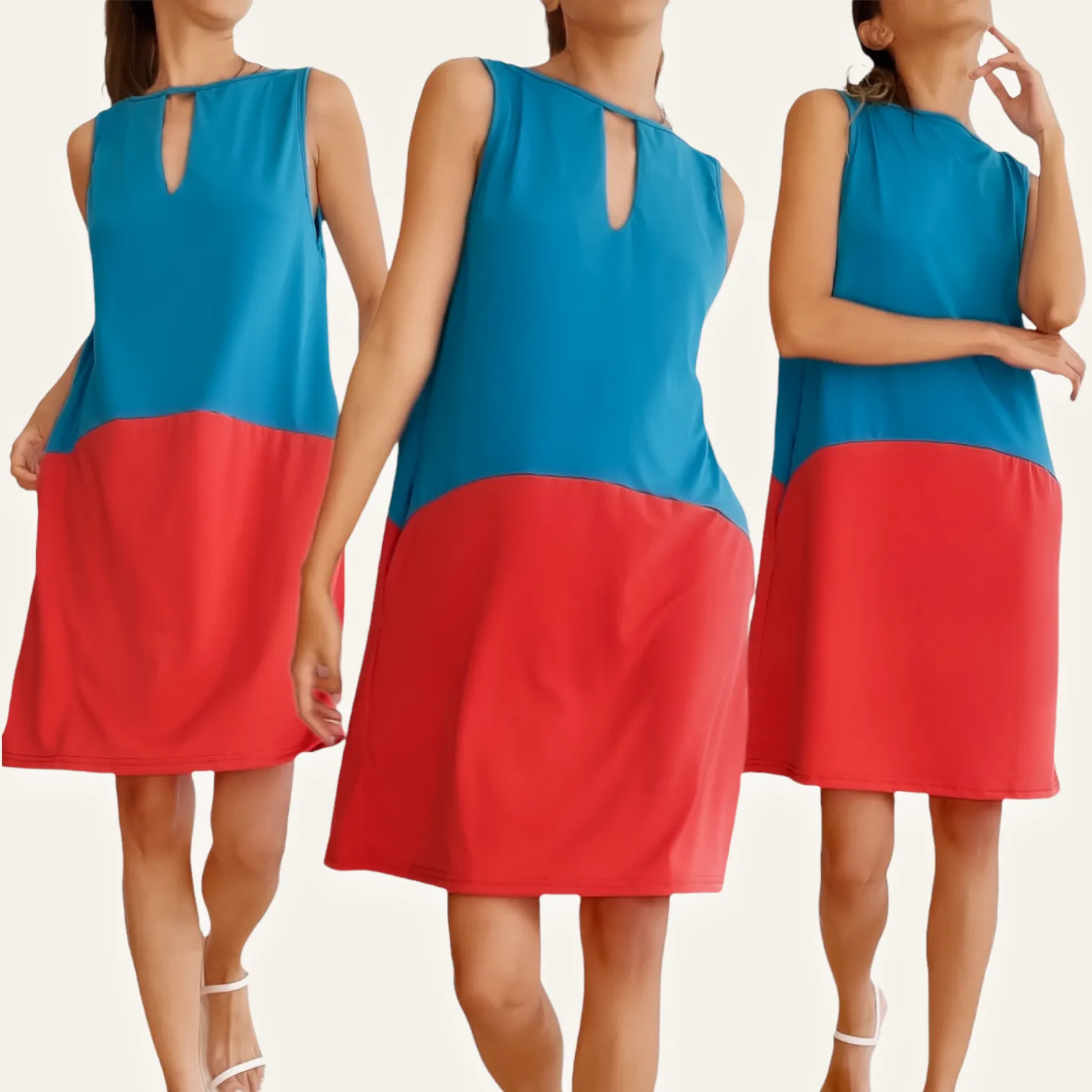 CALLA Color Block Keyhole Shift Dress