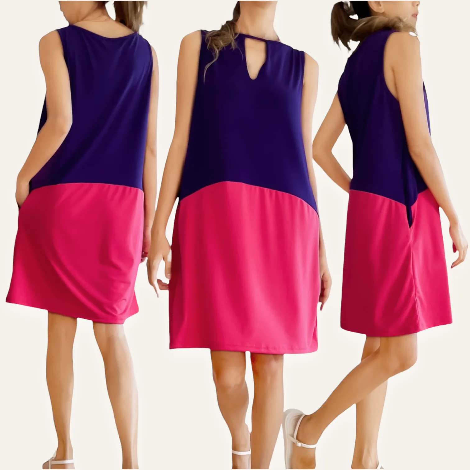 CALLA Color Block Keyhole Shift Dress