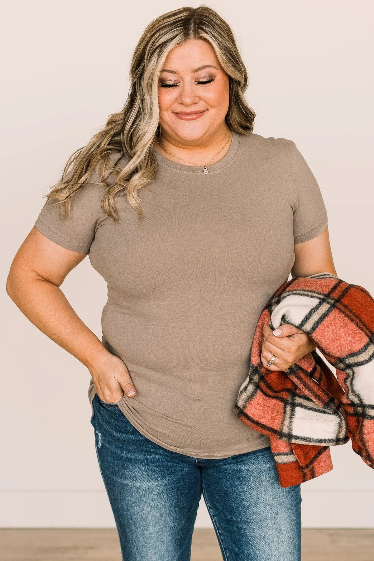 Casual Outings Short Sleeve Top- Taupe