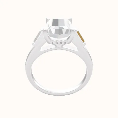 Cathedral Band with Baguette Sidestones Engagement Ring With Front set gallery Head