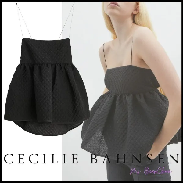 CECILIE BAHNSEN  |Casual Style Peplum Plain Cotton Medium Party Style