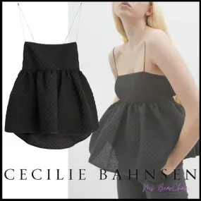 CECILIE BAHNSEN  |Casual Style Peplum Plain Cotton Medium Party Style