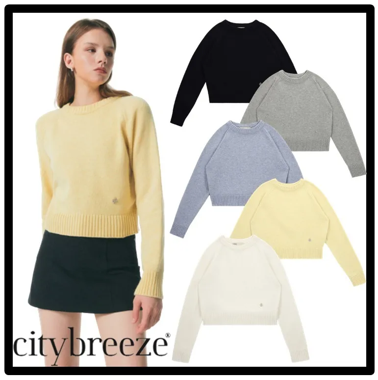 citybreeze  |Casual Style Unisex Street Style Logo V-neck & Crew neck