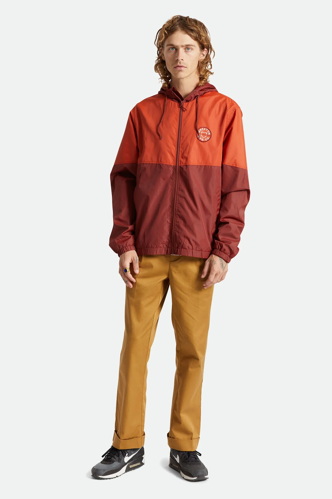 Claxton Crest Lightweight Zip Hood Jacket - Phoenix Orange/Dark Brick