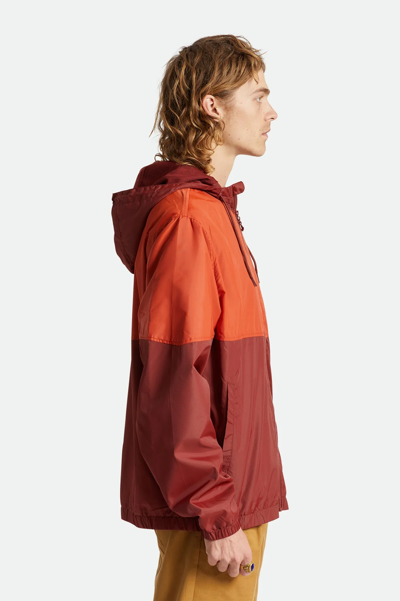 Claxton Crest Lightweight Zip Hood Jacket - Phoenix Orange/Dark Brick