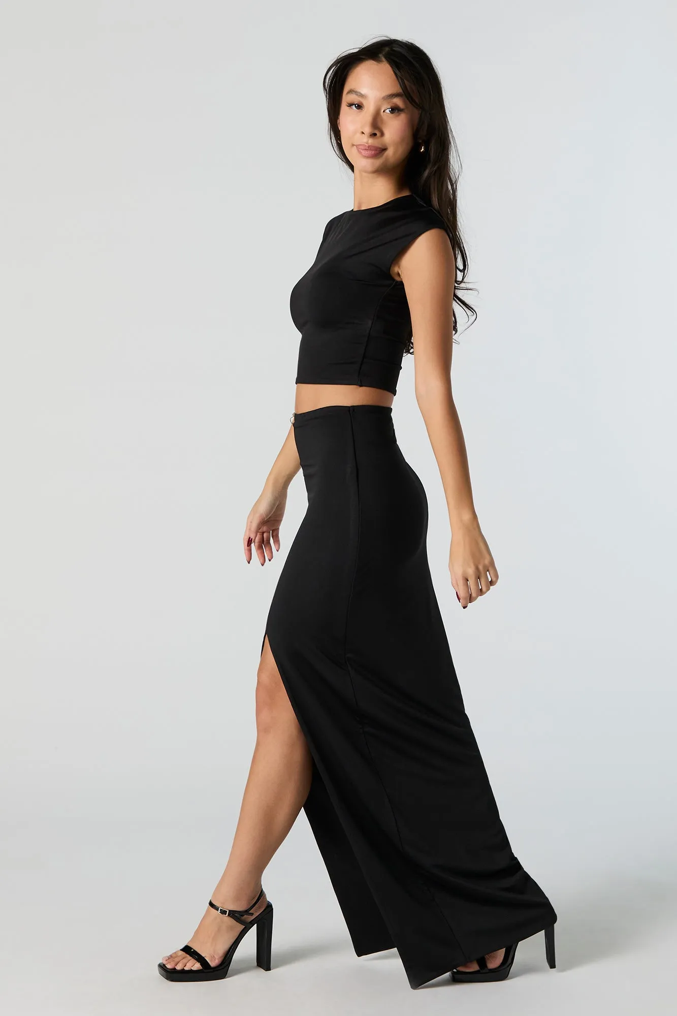 Contour Front Slit Maxi Skirt