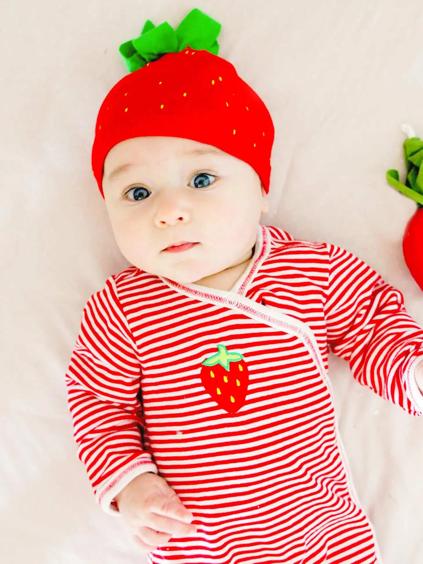 Copy of Organic Side Snap Footie - Strawberry Stripe