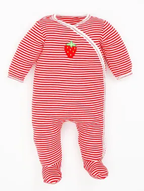 Copy of Organic Side Snap Footie - Strawberry Stripe