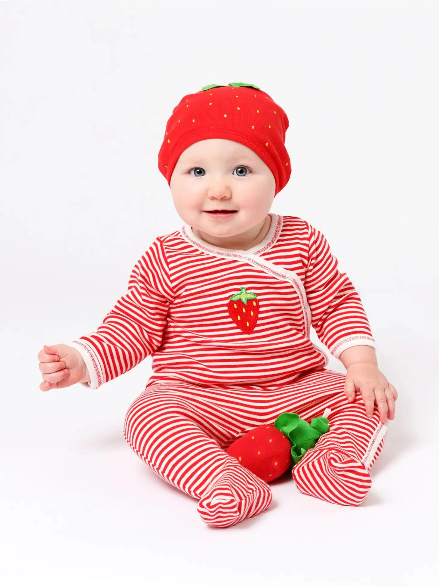 Copy of Organic Side Snap Footie - Strawberry Stripe