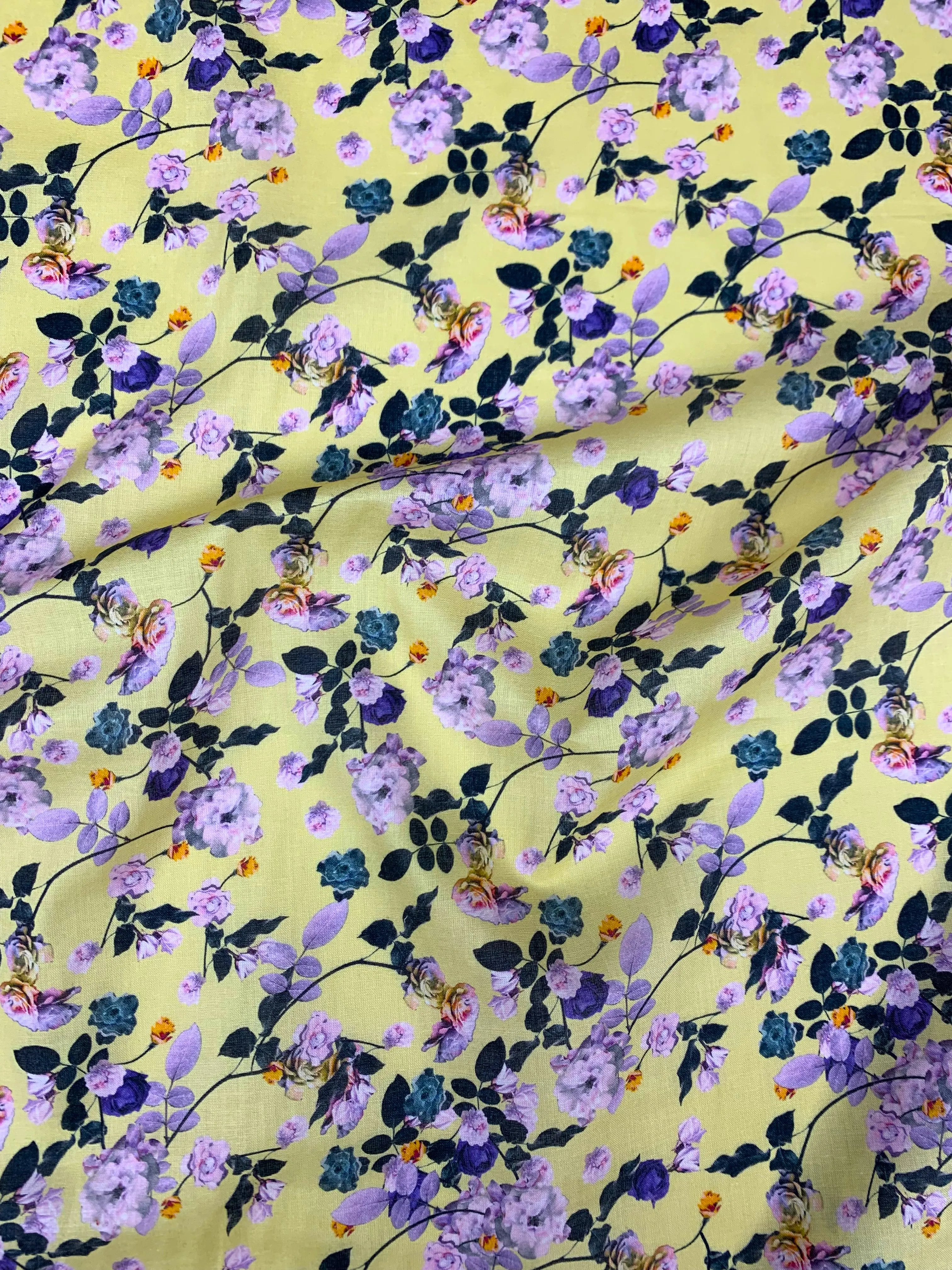 Cotton Lawn - Rose Garden Yellow