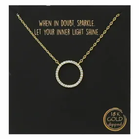 CZ Pave Hoop Pendant Simple Chain Necklace