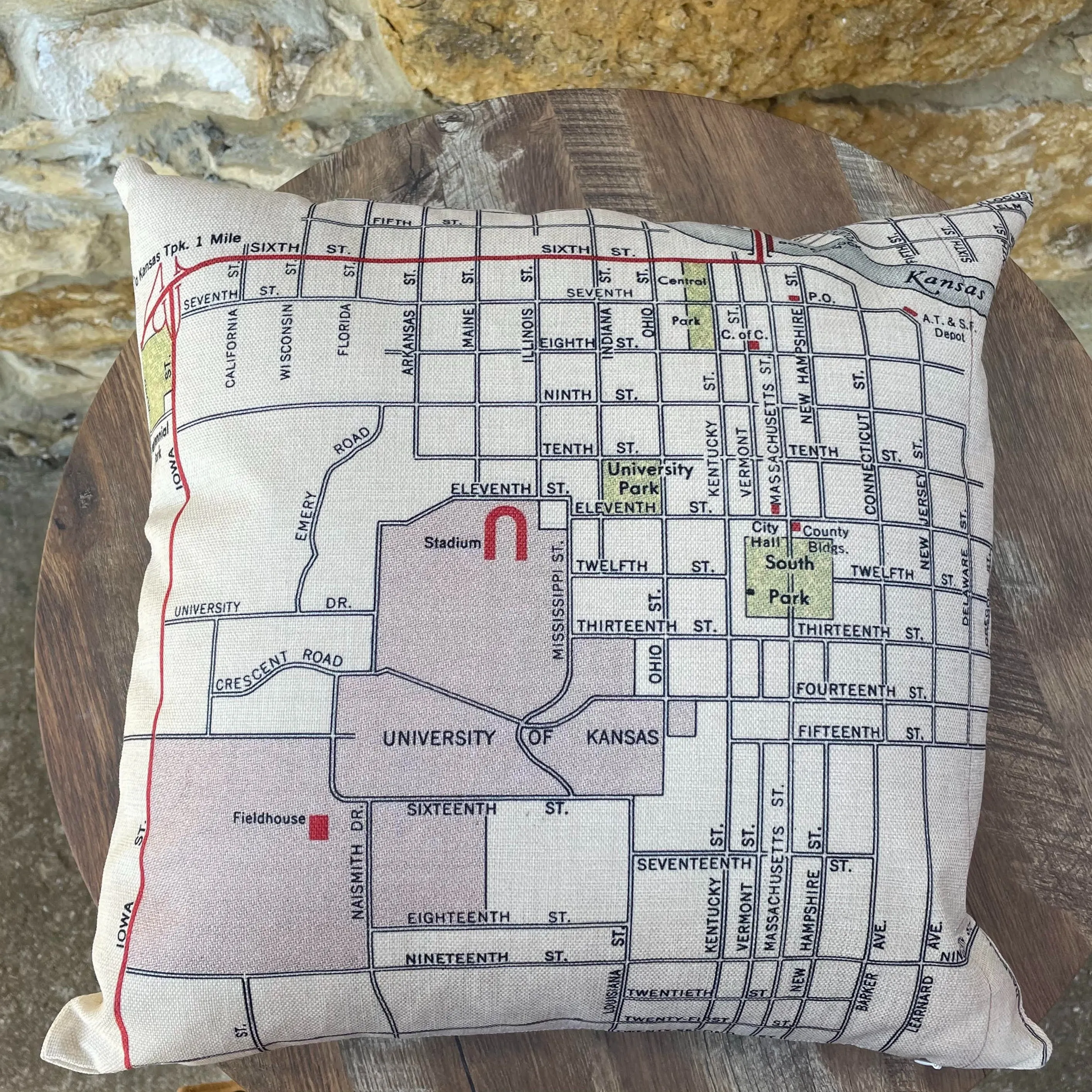 Daisy Mae Designs - Vintage Lawrence Street Map Pillow