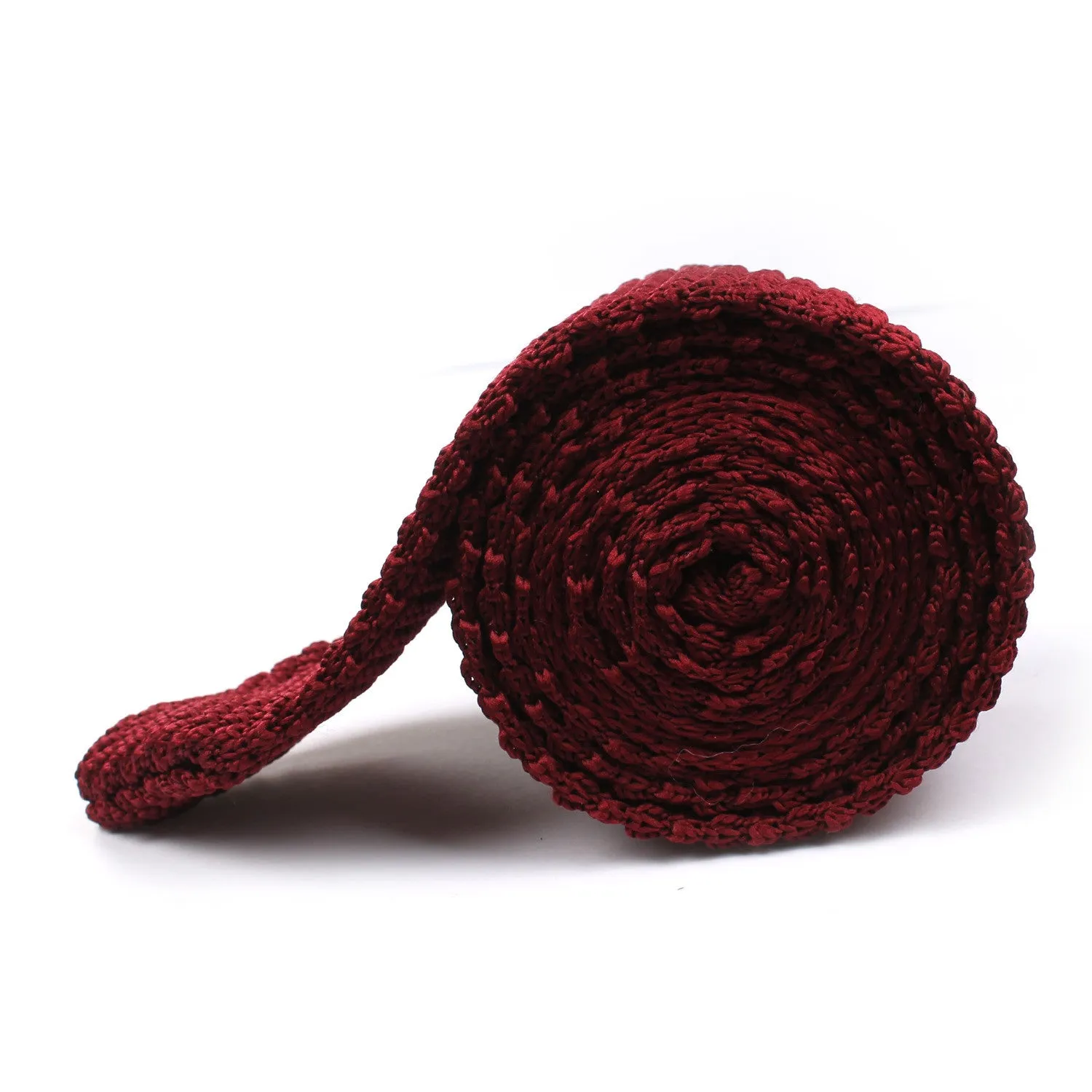 Dark Rosewood Maroon Pointed Knitted Tie