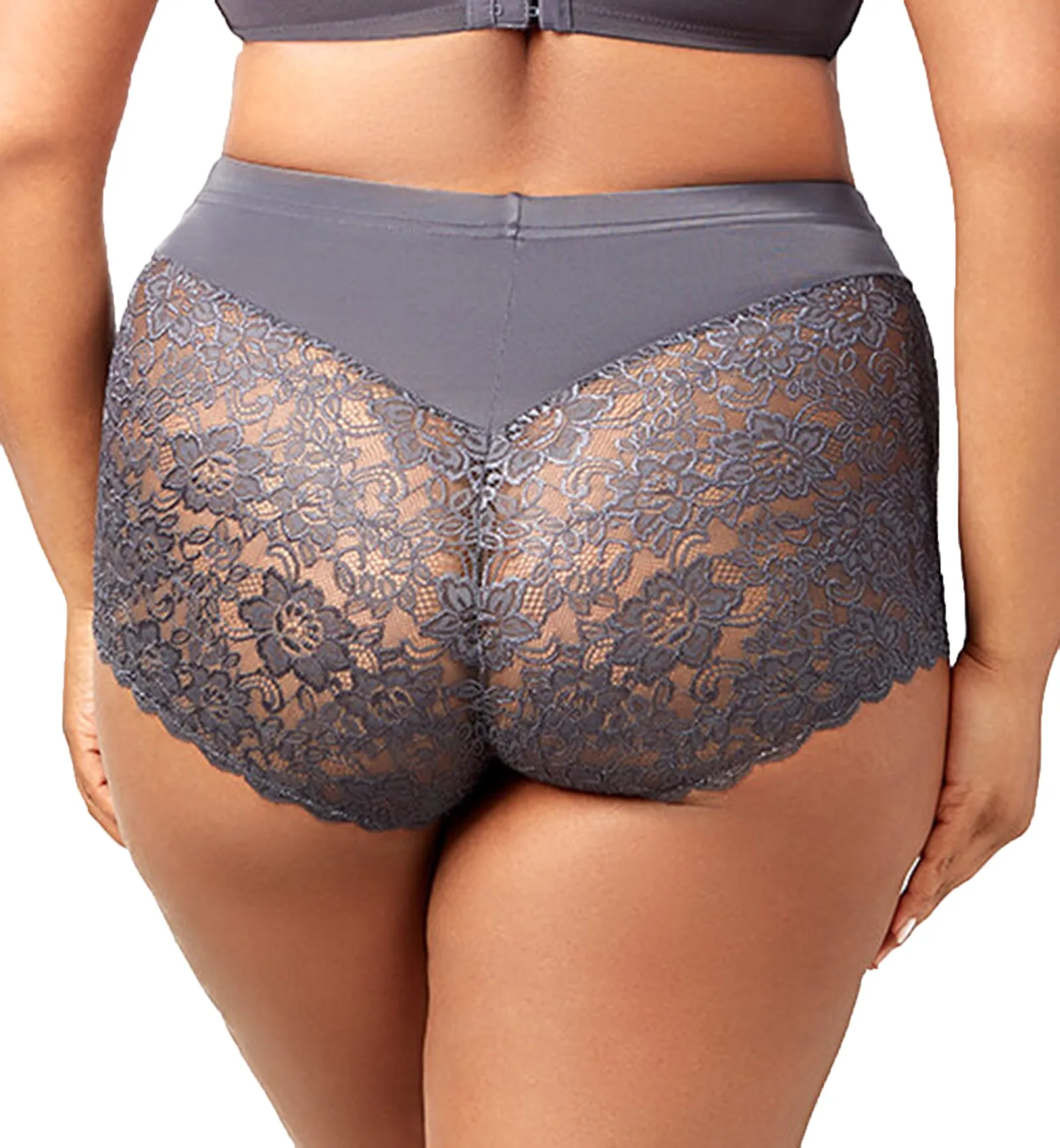 Elila Stretch Lace Cheeky Full Panty (3311) - Grey