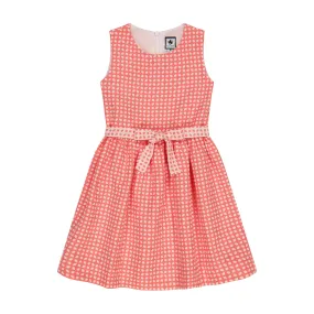 Emma Party Dress Coral Daisy Brocade