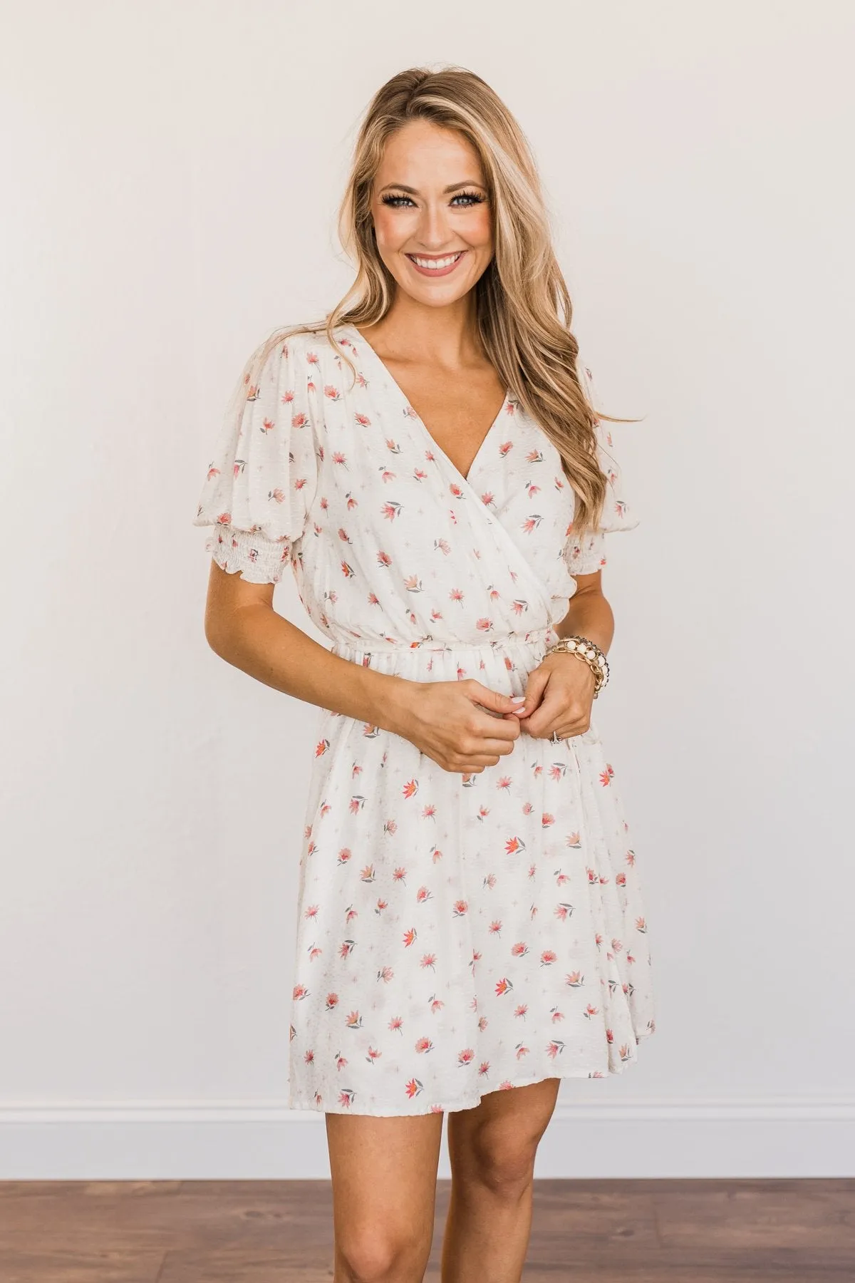 Enjoy The Simple Things Wrap Dress- Ivory