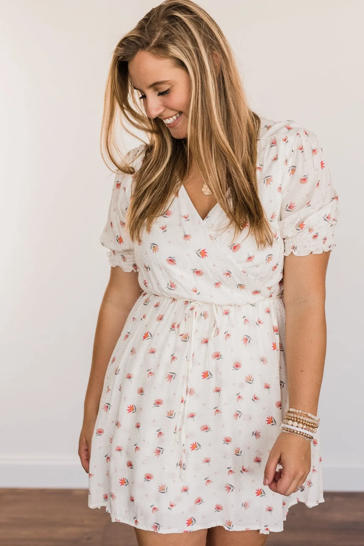 Enjoy The Simple Things Wrap Dress- Ivory