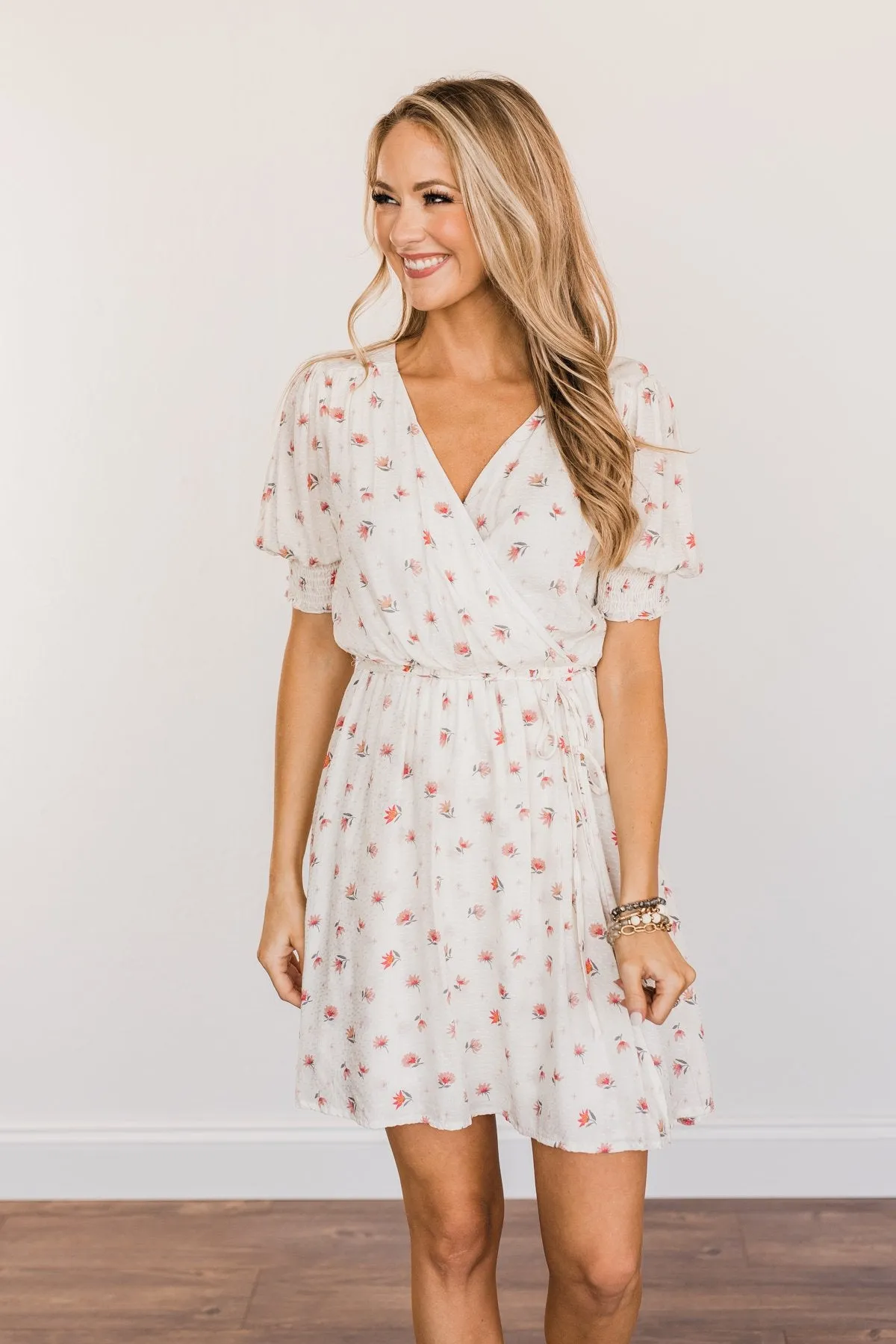 Enjoy The Simple Things Wrap Dress- Ivory